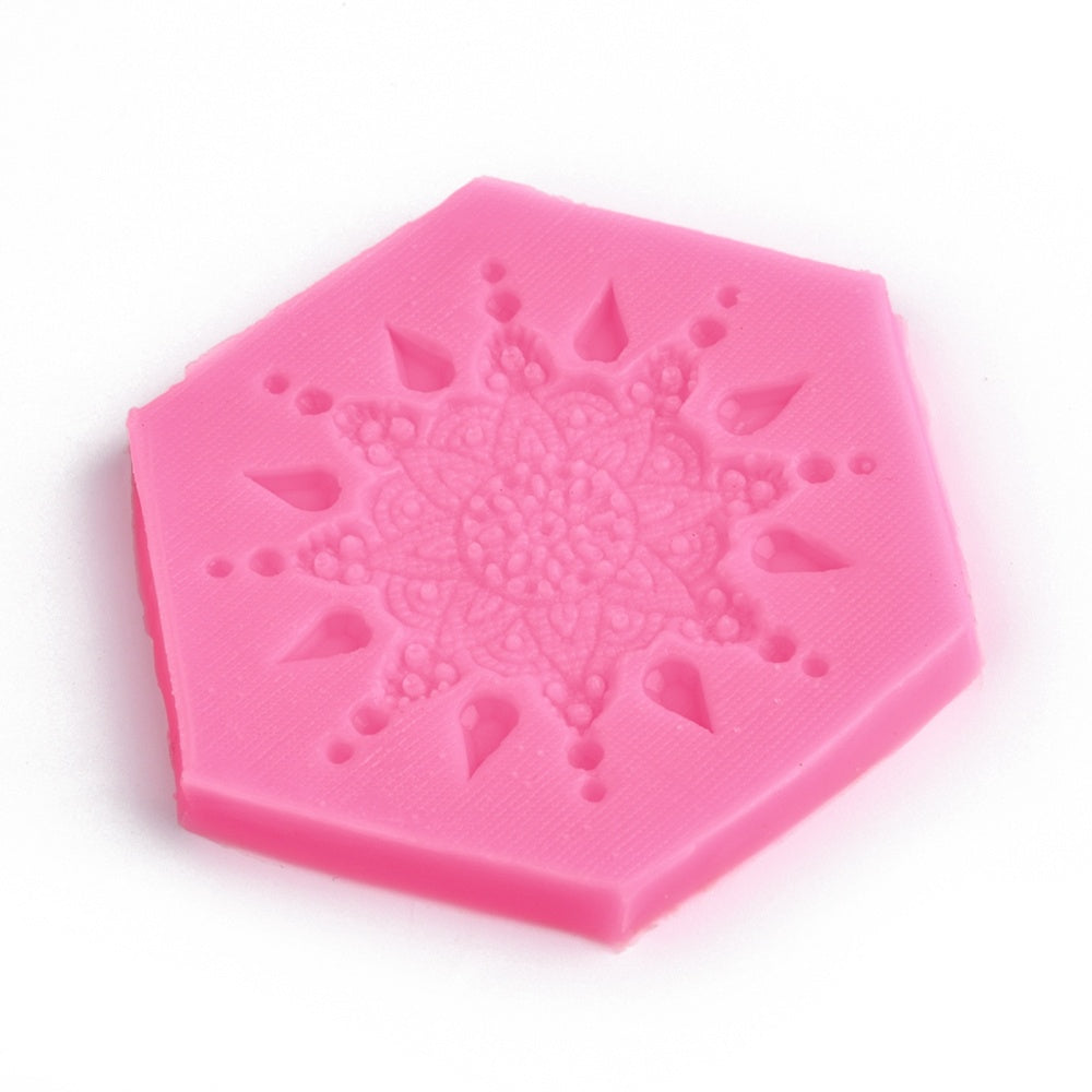 Silikon-Pressform Mandala, 80x70x8mm, hitzebeständig weich
