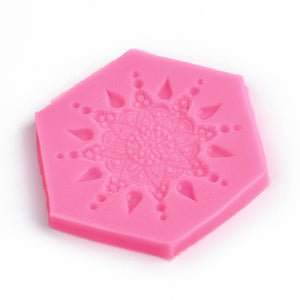 Silikon-Pressform Mandala, 80x70x8mm, hitzebeständig weich