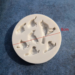 Silikon Pressform Vögel, rund 8cm