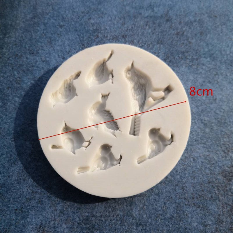 Silikon Pressform Vögel, rund 8cm