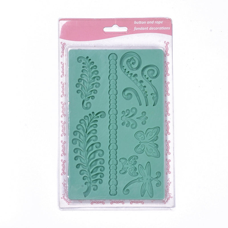 Silikonform-Set Farn-Schmetterlinge-Schnörkel, 12x19cm