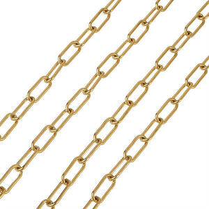 Edelstahlkette 304 goldfärbig 17x7x1,6mm, lange große Glieder, pro m