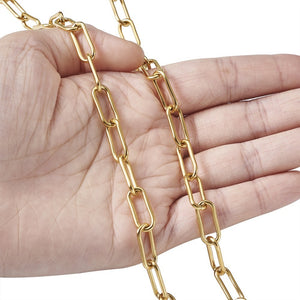 Edelstahlkette 304 goldfärbig 17x7x1,6mm, lange große Glieder, pro m