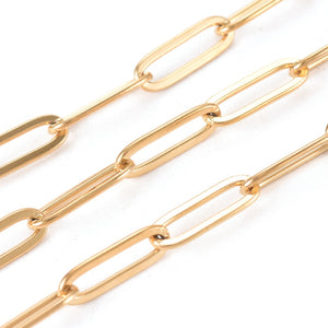 Edelstahlkette 304 goldfärbig 12x4x1mm, lange große Glieder, pro m