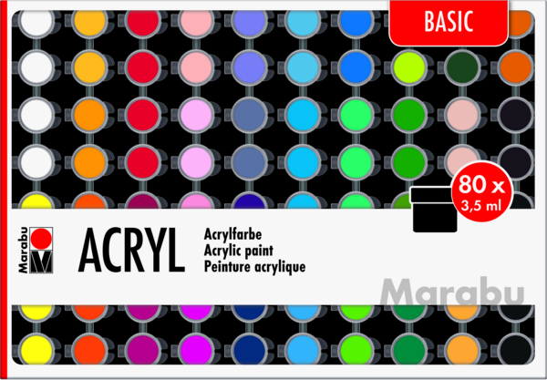 Mega Acrylfarben Set 80 x 3,5 ml Acryl