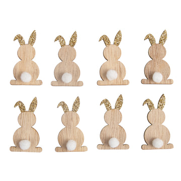 Holz-Streuteile Hasen 4,5cm, mit Klebepunk8Stück kaschmir gold