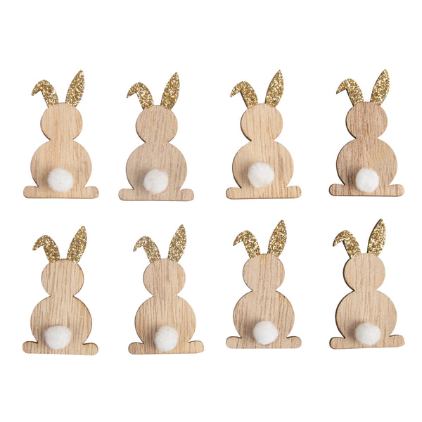 Holz-Streuteile Hasen 4,5cm, mit Klebepunk8Stück kaschmir gold