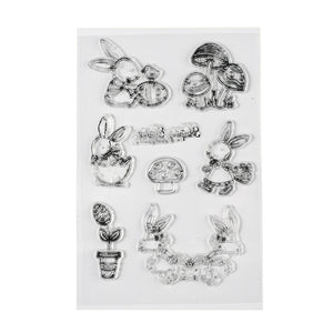 Silikonstempel Happy Easter Osterhase 10,5x16cm 8 Stempel sortiert