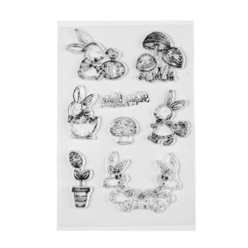 Silikonstempel Frohe Ostern Osterhase 10,5x16cm 8 Stempel sortiert