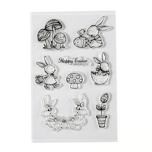 Silikonstempel Happy Easter Osterhase 10,5x16cm 8 Stempel sortiert