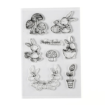 Silikonstempel Frohe Ostern Osterhase 10,5x16cm 8 Stempel sortiert