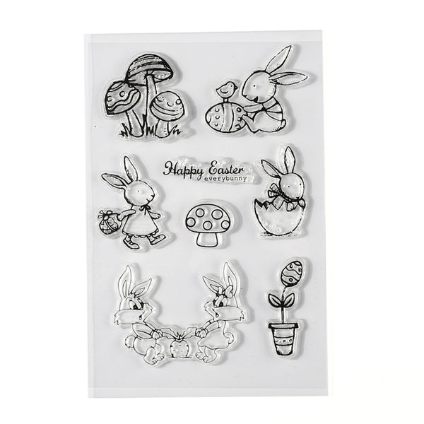 Silikonstempel Happy Easter Osterhase 10,5x16cm 8 Stempel sortiert