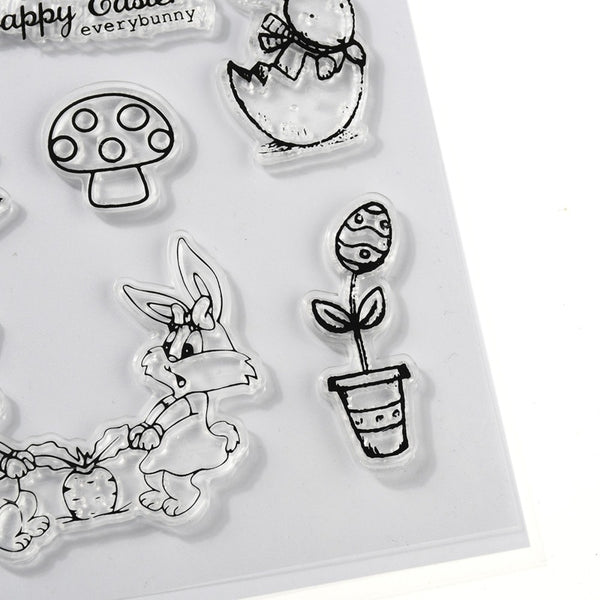 Silikonstempel Happy Easter Osterhase 10,5x16cm 8 Stempel sortiert