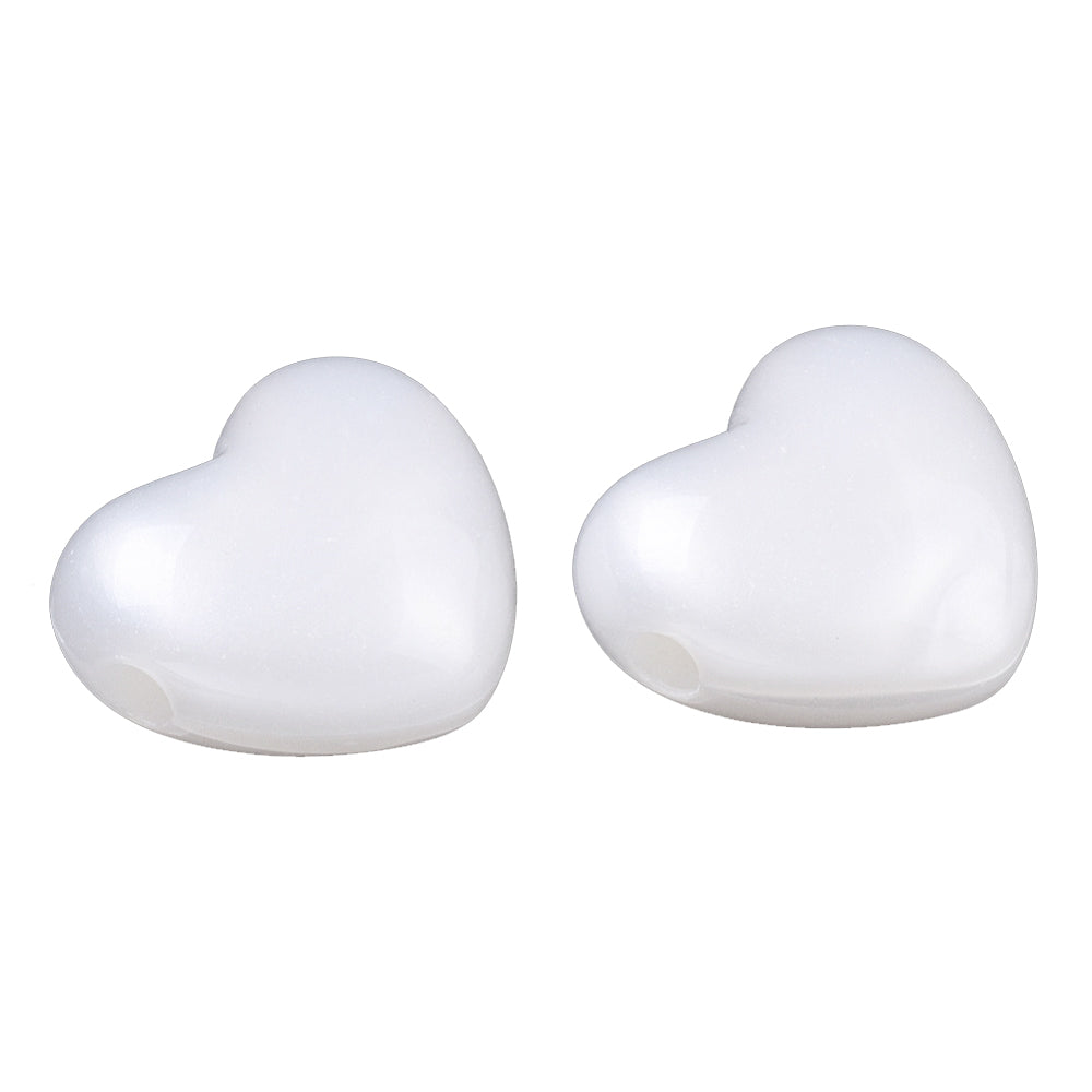 Acryl-Perlherzen quer gebohrt 15x9mm perlmutt Herzperlen Loch: 3mm 40 Stück