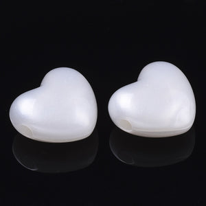 Acryl-Perlherzen quer gebohrt 15x9mm perlmutt Herzperlen Loch: 3mm 40 Stück