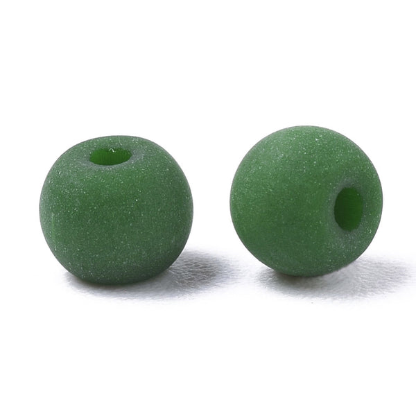 Glasperlen dunkelgrün opak matt gefrostet 4x3mm Lochbohrung 1mm 200 Stück