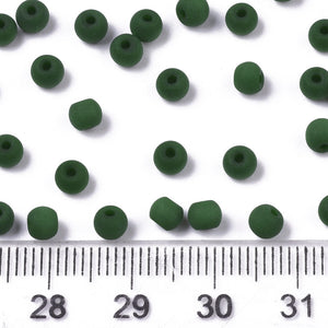 Glasperlen dunkelgrün opak matt gefrostet 4x3mm Lochbohrung 1mm 200 Stück