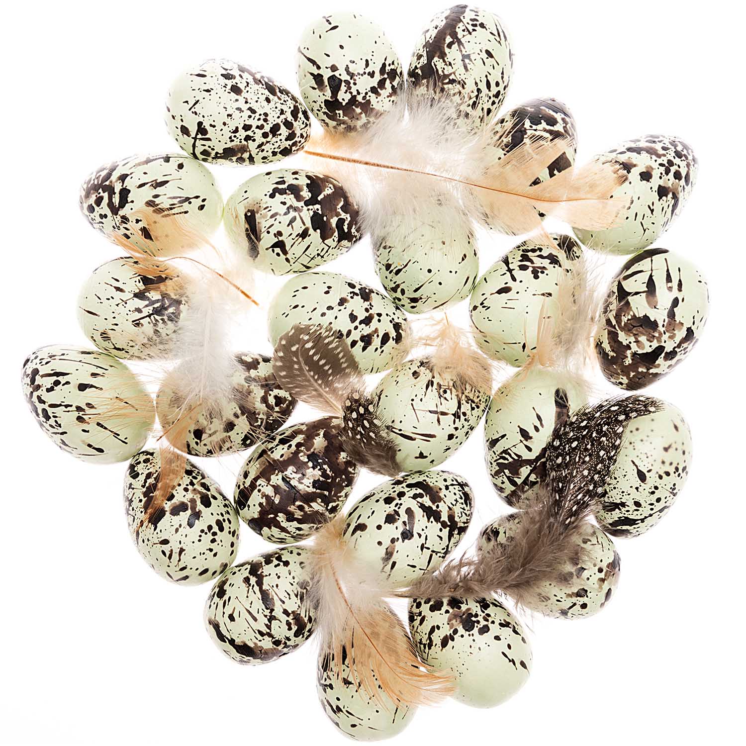 Eier Styroporeier Federn grün-braun 4cm 24 Stück