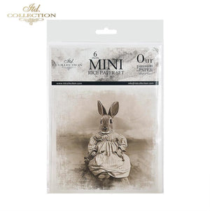 Reispapier Découpage Ostern Hase Vintage Reispapier 6 Blögen á 14,8x14,8cm
