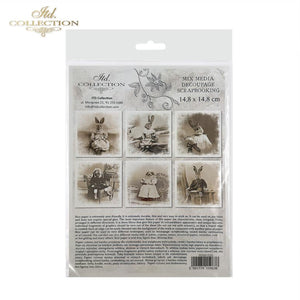 Reispapier Découpage Ostern Hase Vintage Reispapier 6 Blögen á 14,8x14,8cm