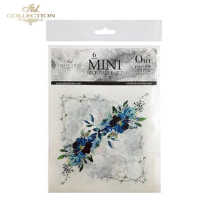 Reispapier Découpage Floral blaue Blumen Reispapier 6 Blögen á 14,8x14,8cm
