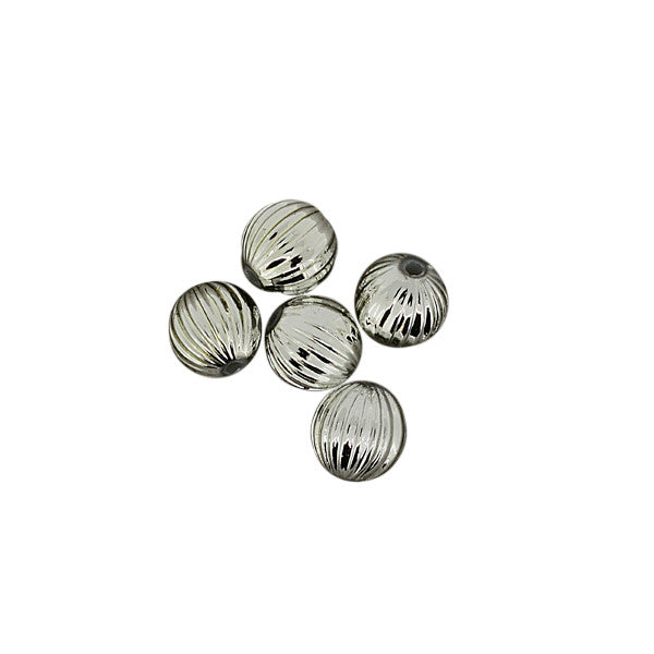 Acrylperle Kugel silber gerillt 8mm 30 Stk./Dose
