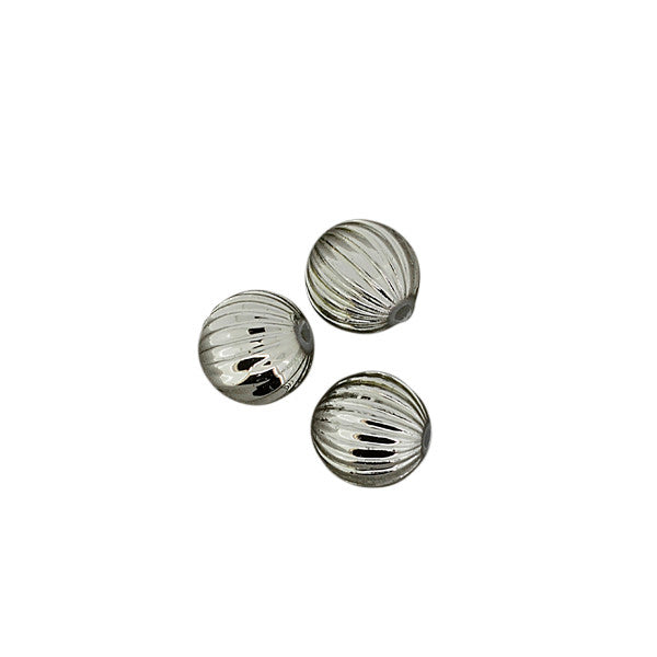 Wachsperle Kugel gerillt silber 10mm 12 Stk./Dose