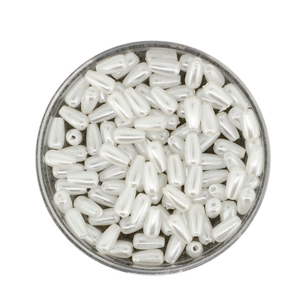 Acrylperle Tropfen weiß 3x6mm 45 Stk./Dose