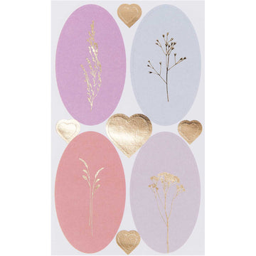 Papiersticker mit Hotfoil gold pastell 36 Stück 4x (8,5x15cm) Bögen