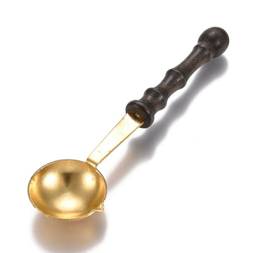 Schmelzlöffel gold m. schwarzer Griff, 10x3cm, pro Stück