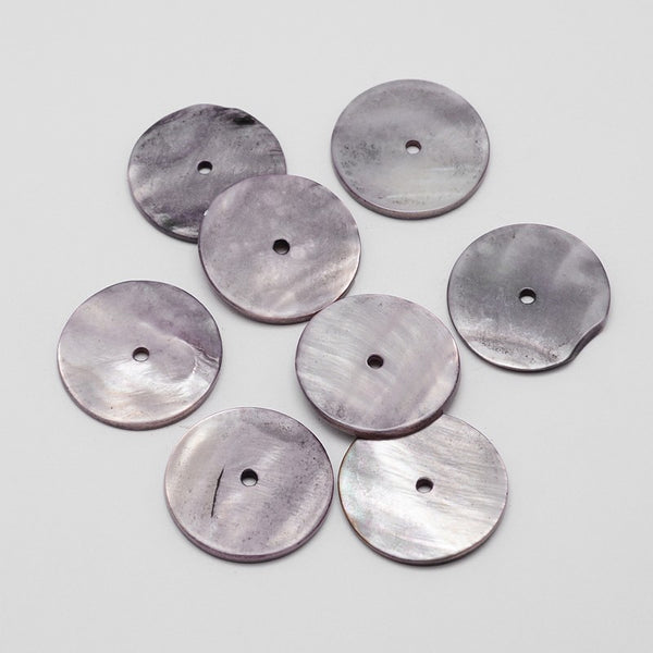 Perlmuttscheibe 25x2mm, grau, Muschelperle, 5Stück/Verpackung