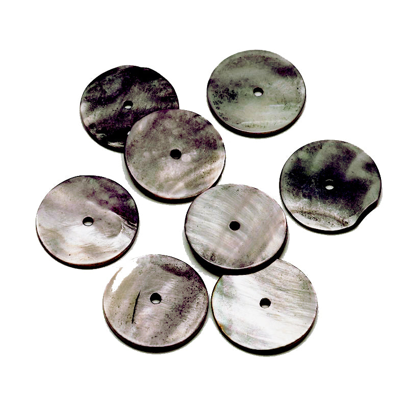 Perlmuttscheibe 25x2mm, grau, Muschelperle, 5Stück/Verpackung