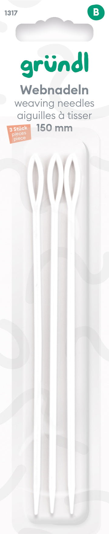 Webnadeln Kunststoff weiß 15cm 3 Nadeln / Packung