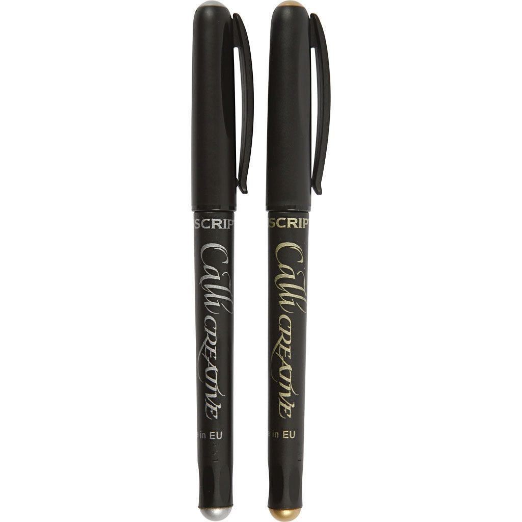 Kalligrafie-Marker 2,4mm 2 Stück gold silber