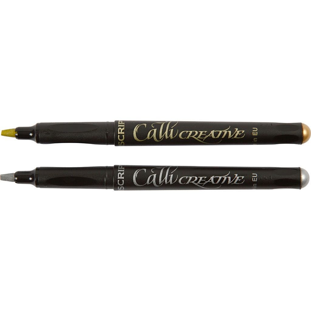 Kalligrafie-Marker 2,4mm 2 Stück gold silber