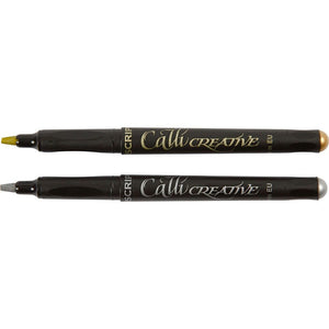 Kalligrafie-Marker 2,4mm 2 Stück gold silber