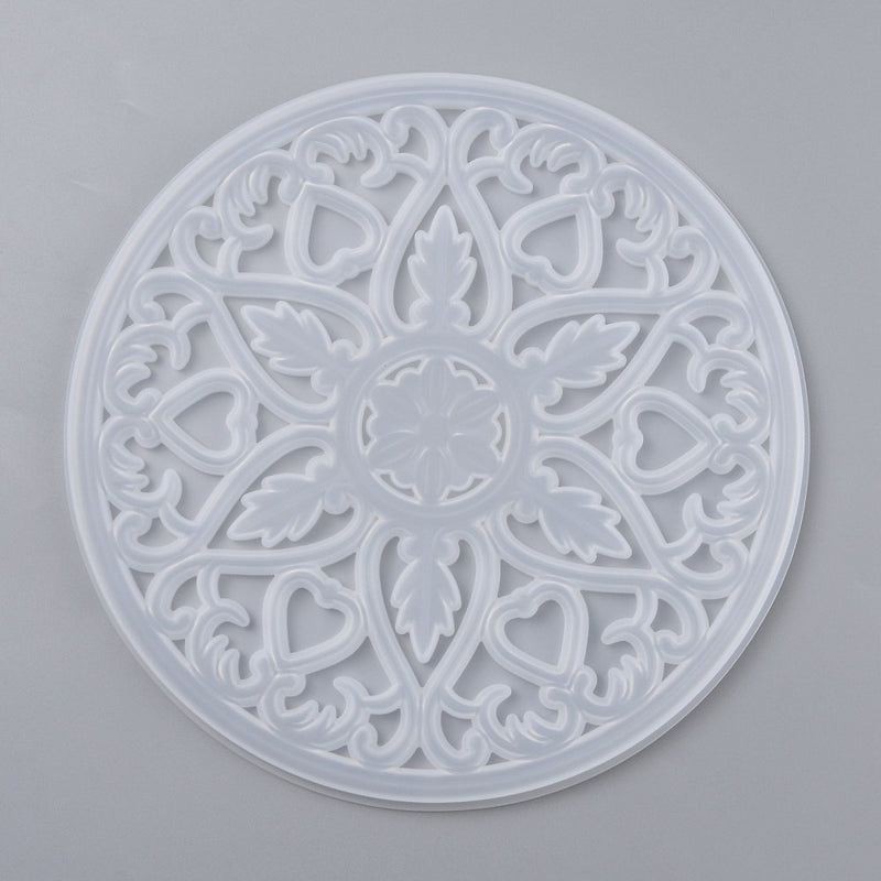 Silikongießform Mandala Ornament Untersetzer Blume rund 200x8 mm