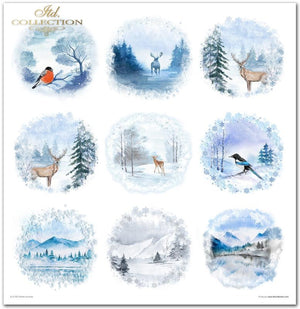 Scrapbooking-Papier-Set Wintertiere, 10 Stück/Packung, 30 x 30 cm, 200 g