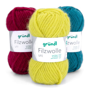 Gründl Strick- Filzwolle UNI 100% Schurwolle 50g / 50m