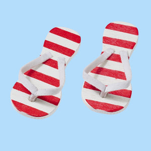 Miniatur Flip-Flops rot weiß gestreift 2 Paar - 4 Stück