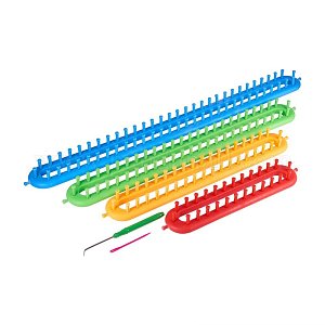 Langwebstuhl-Set, Strickring-Set, rechteckig, 4 Webstühle, 1 Hacken, 1 Nadel