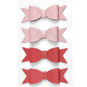 3D Sticker Schleifen Glitter FSC MIX rosa rot 8x2,5cm 4 Stück