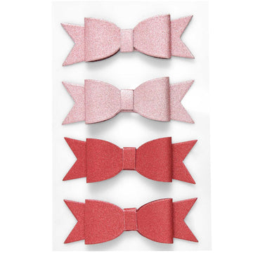 3D Sticker Schleifen Glitter FSC MIX rosa rot 8x2,5cm 4 Stück