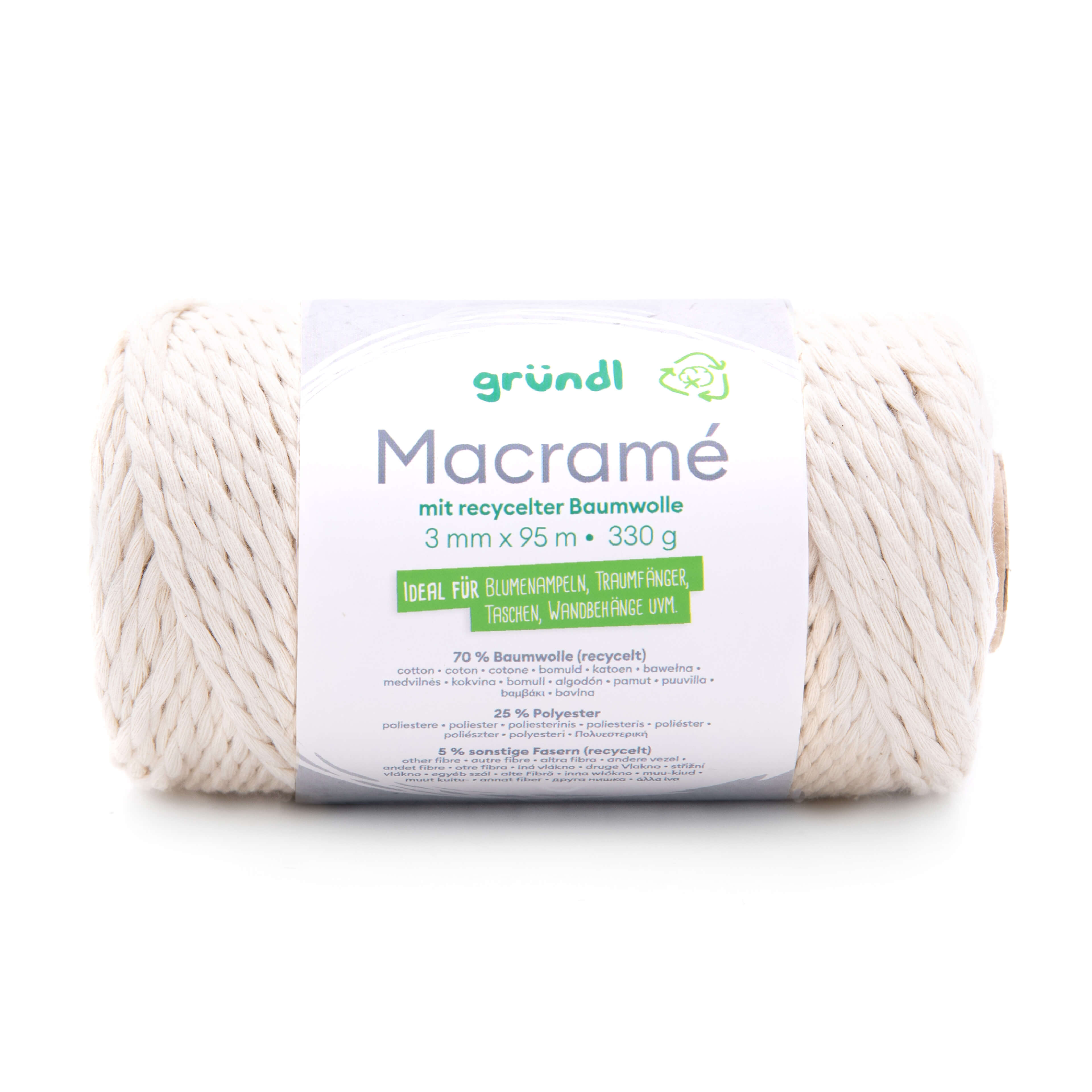 Gründl Makramee Garn 3mm 95m 330g