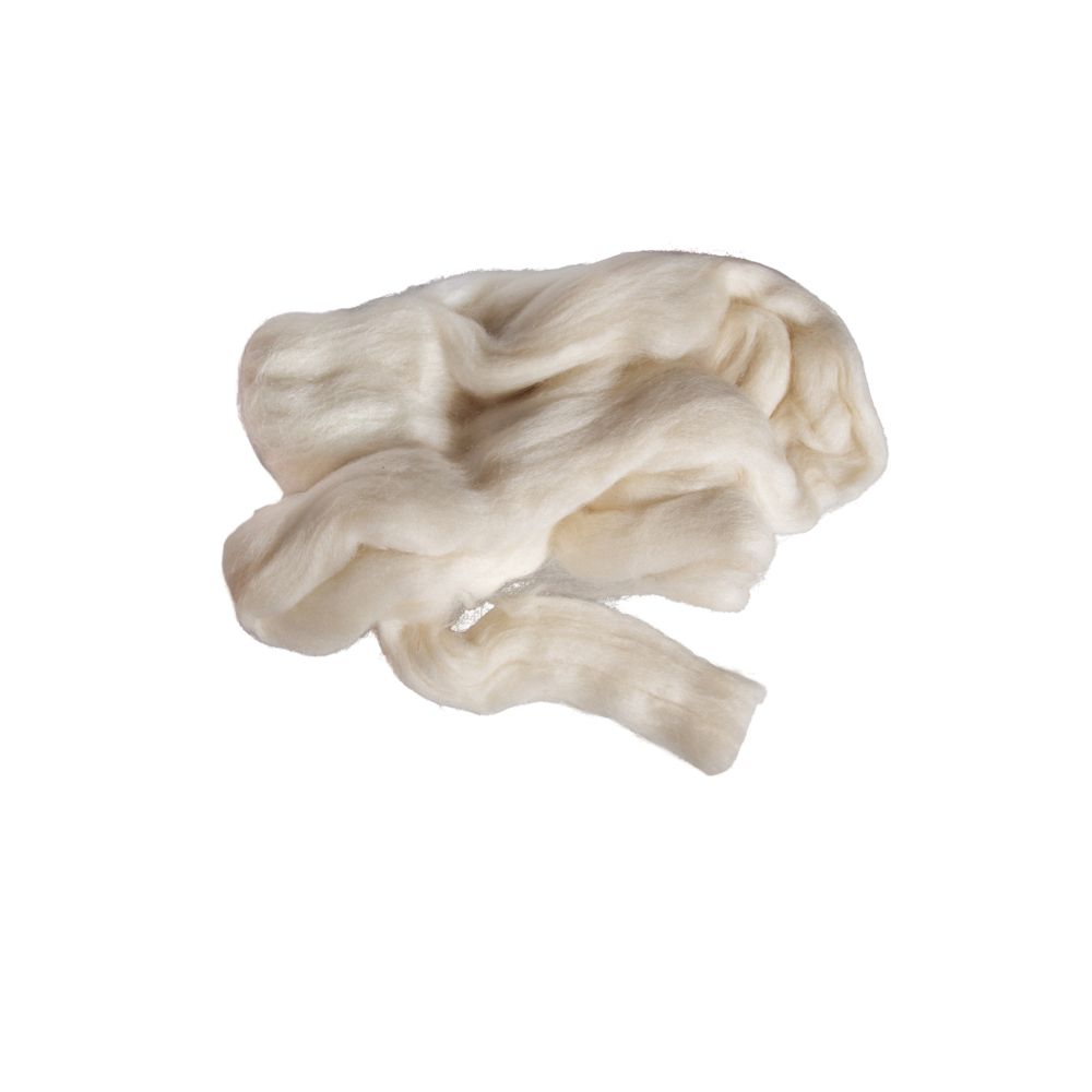 Reine Schurwolle Kammzug Beutel creme 50g