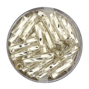 Rocailles Glasperle Stift gedreht, kristall-silbereinzug, 17 g, Stift gedreht