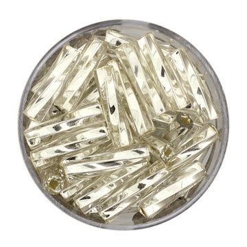 Rocailles Glasperle Stift gedreht, kristall-silbereinzug, 17 g, Stift gedreht