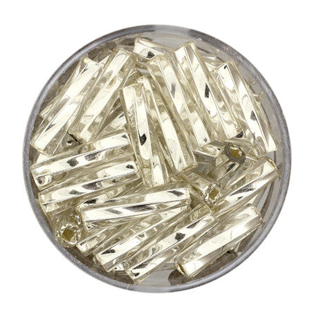 Rocailles Glasperle Stift gedreht, kristall-silbereinzug, 17 g, Stift gedreht