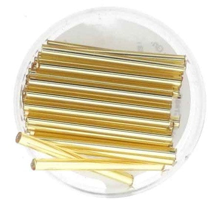 Stiftperlen gold mit Silbereinzug Glasstifte 30mm 12g/Dose