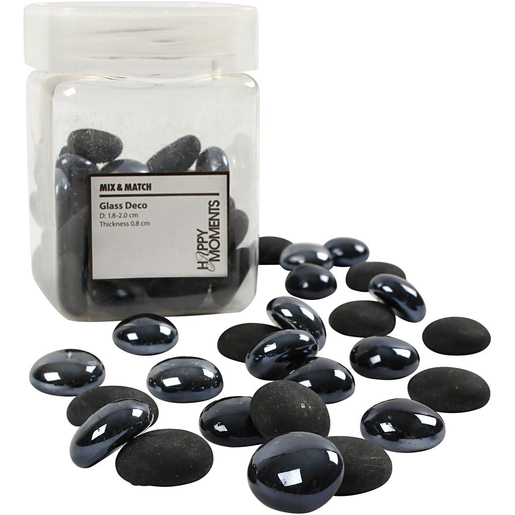 Glasnuggets schwarz matt und glänzend, 18-20mm, 370g